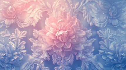 Elegant floral relief design interior wall digital art soft colors close-up perspective decorative concept