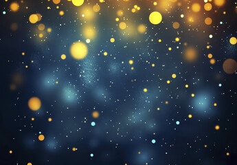 close up of yellow and blue lights creating bokeh effect against dark background, evoking sense of wonder and magic