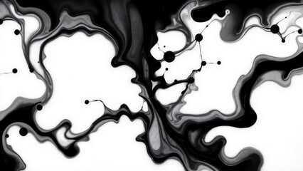 Fototapeta premium Abstract black and white ink pattern with fluid shapes and organic forms, creating a striking and dynamic visual, ideal for modern design and art.
