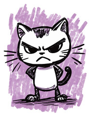 Angry Cat, Funny Cartoon Illustration