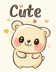 Teddy Bear Face Close-Up, Cartoon Illustration