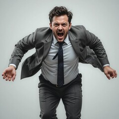 Fototapeta premium Angry businessman in suit yelling