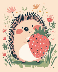  Hedgehog with a Strawberry