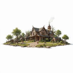 Fototapeta premium Secluded Wooden Estate with Gardens