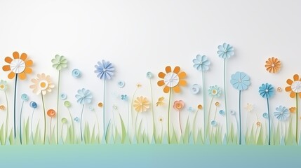 Custom vertical slats with your photo spring flowers background,pink tulips against blue sky,white flowers on white background,generative ai illustration