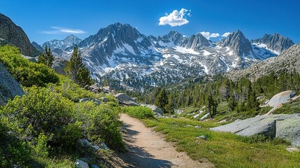 Naklejka premium Majestic Mountain Trail Scenic View Landscape