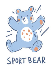  Happy Blue Bear Dancing and Celebrating