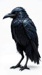 Naklejka premium Stylized Raven Dark Feathers Intense Gaze