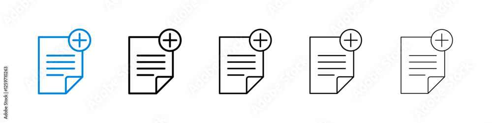 Poster Add document icons in five different stroke sizes