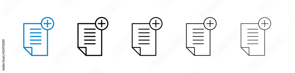 Poster Add document icons in five different stroke sizes