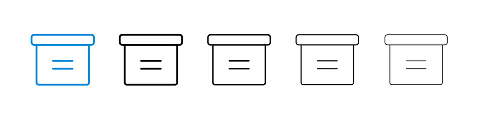 Archive icons in five different stroke sizes