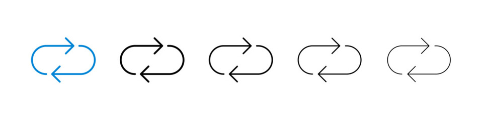 Arrows repeat icons in five different stroke sizes