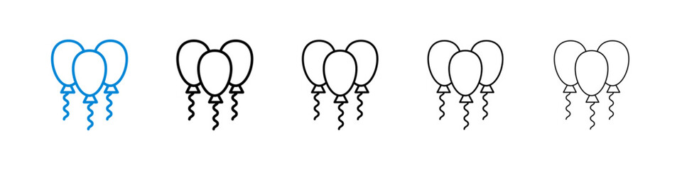 Balloons icons in five different stroke sizes © Abstractor