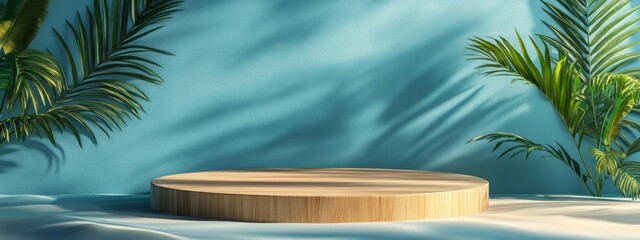 Wooden Display Podium with Tropical Plants (1)