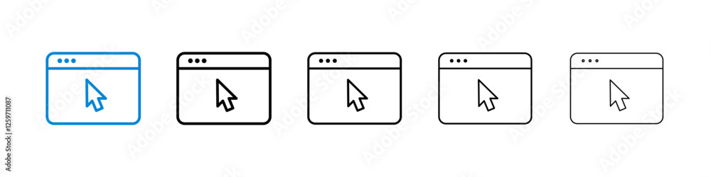 Aufkleber browser icons in five different stroke sizes