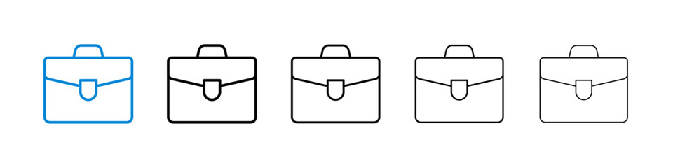 Briefcase icons in five different stroke sizes