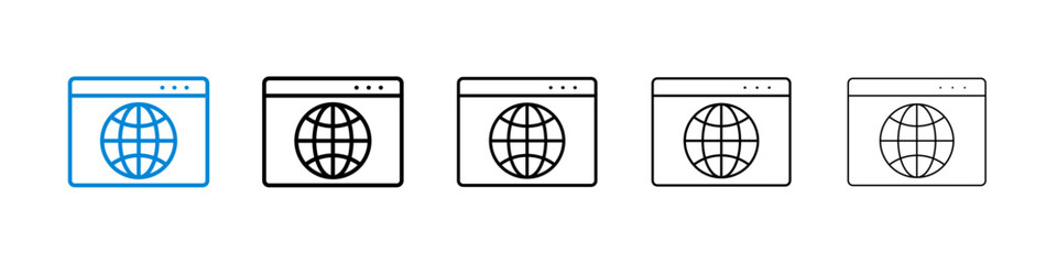 Browser icons in five different stroke sizes