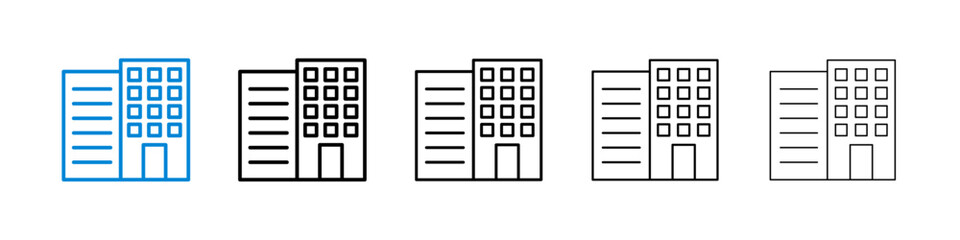 Building icons in five different stroke sizes