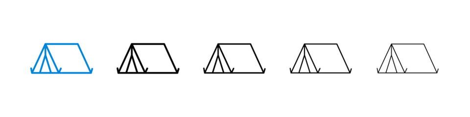 Camping icons in five different stroke sizes © Abstractor