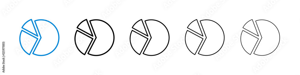Poster chart pie icons in five different stroke sizes