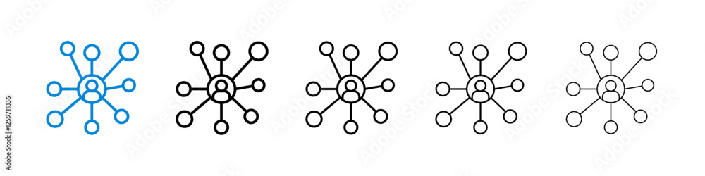 Poster chart network icons in five different stroke sizes