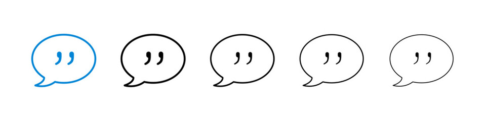 Comment quote icons in five different stroke sizes