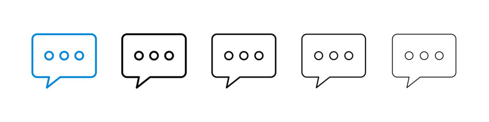 Comment icons in five different stroke sizes