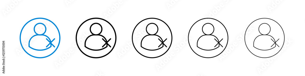 Poster delete user icons in five different stroke sizes