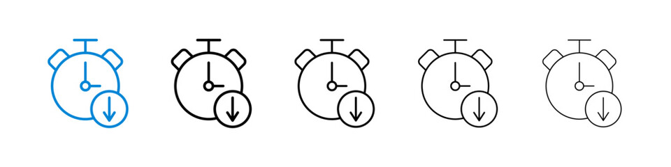 Down time icons in five different stroke sizes