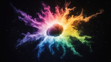 Conceptual Art Piece Representing Metaphorical Explosion of Emotions and Creativity in Space