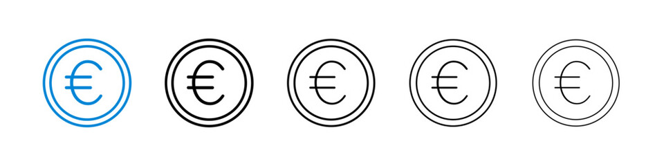 Euro icons in five different stroke sizes