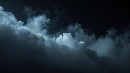 Obraz premium Thick fog rolling across a deep black background, with soft, billowing clouds of smoke 05