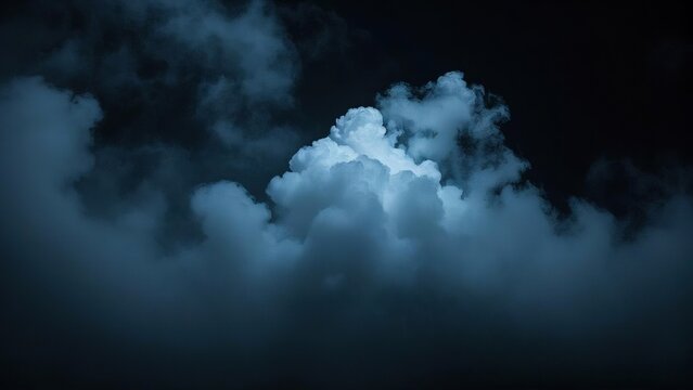 Thick fog rolling across a deep black background, with soft, billowing clouds of smoke 04