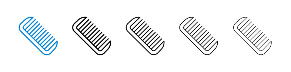Hair brush icons in five different stroke sizes