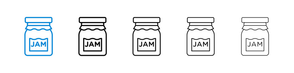 Jam icons in five different stroke sizes