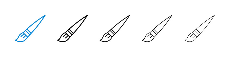 Paint brush icons in five different stroke sizes