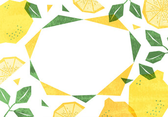 ラフなタッチのレモンのイラストのフレーム_4