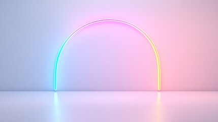 Neon arch installation in a minimalist room, creating a vibrant atmosphere for events