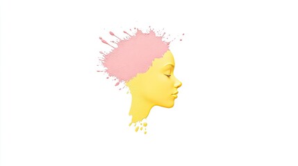 Abstract profile silhouette with vibrant paint splashes, symbolizing creativity and expression