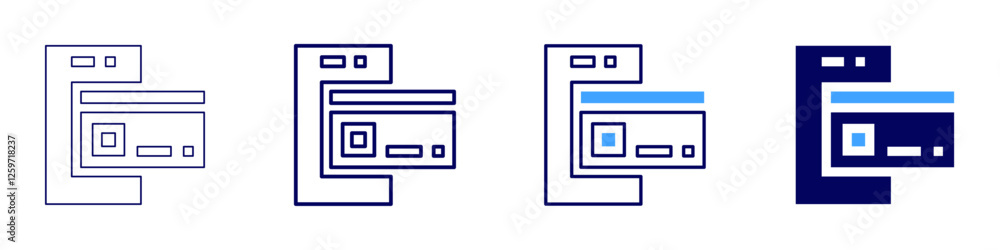Poster api payment integration icon in 4 different styles. thin line, line, bold line, duotone. duotone sty