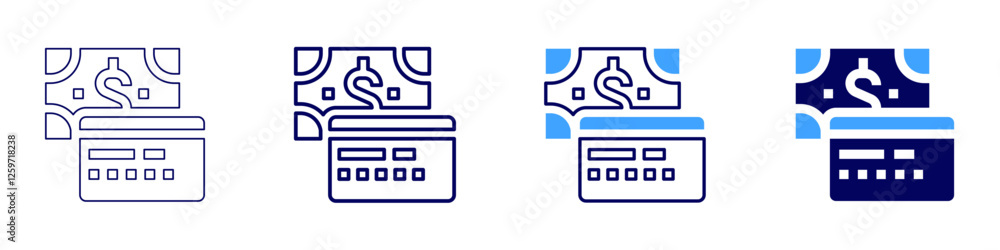 Poster automated payment gateway icon in 4 different styles. thin line, line, bold line, duotone. duotone s
