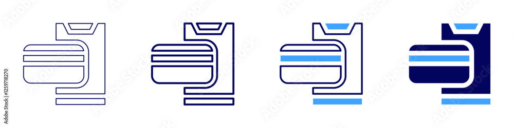Poster automated payment processing icon in 4 different styles. thin line, line, bold line, duotone. duoton