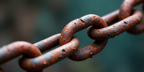 A Close-Up View of a Rusty Metal Chain, Showing Texture and Detail of the Aged Links Intertwined Together