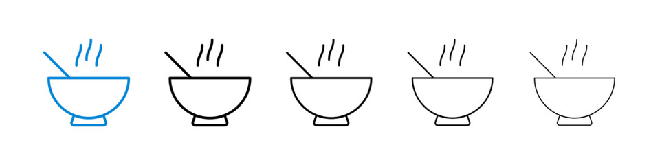 Soup icons in five different stroke sizes