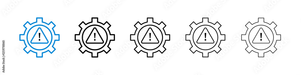 Poster technical warning icons in five different stroke sizes