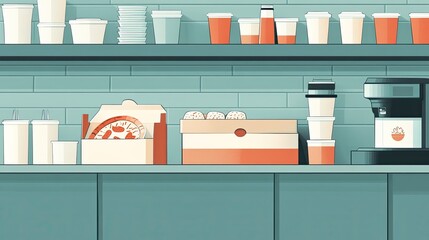 Cozy coffee shop interior with pastries and drinks on display, creating a warm atmosphere