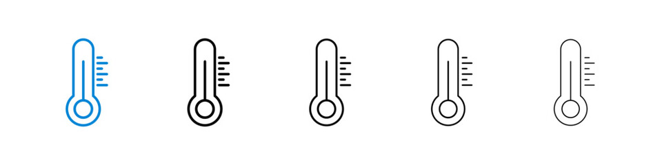 Temperature icons in five different stroke sizes