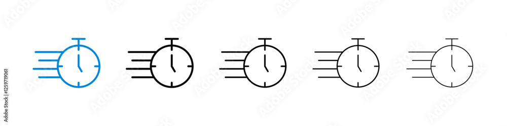 Poster time fast icons in five different stroke sizes