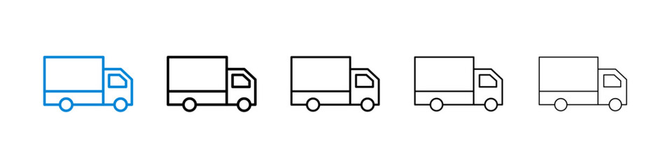 Truck icons in five different stroke sizes