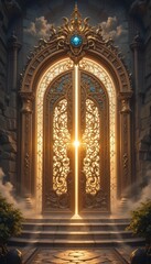 Fototapeta premium Ornate Golden Gateway to Enlightenment